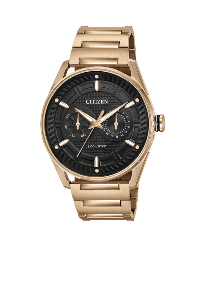Mens Eco-Drive Gold-Tone Stainless Steel Bracelet Watch