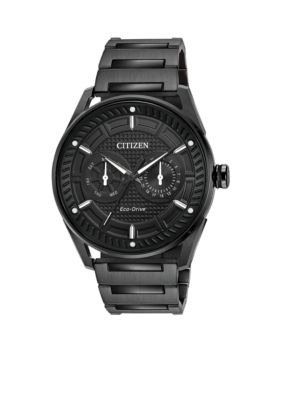 Men's Drive From Citizen Eco-Drive Stainless Steel Watch With Date And Black Stainless Steel Bracelet