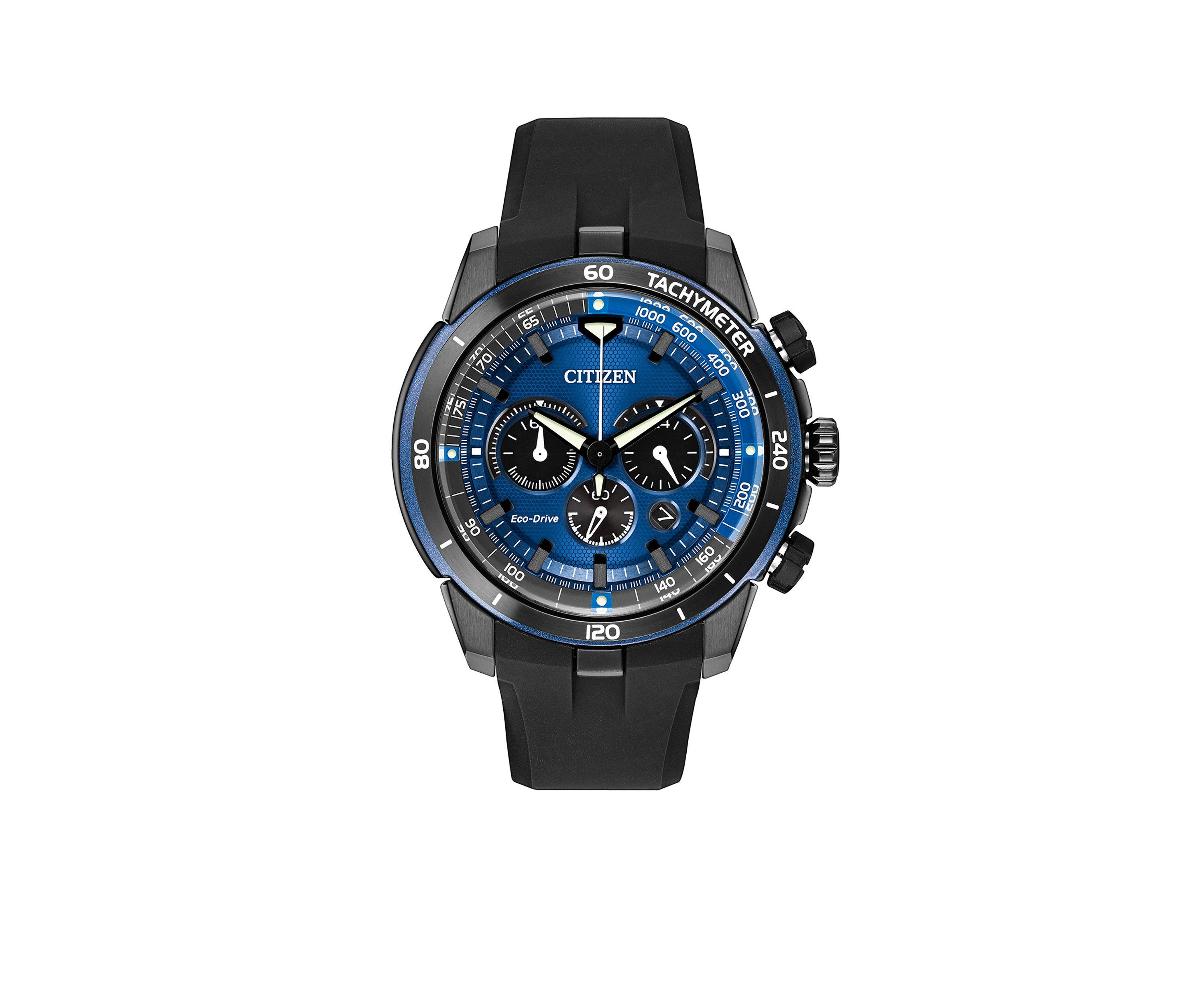 Mens Eco-Drive Ecosphere Chronograph Black Rubber Strap Watch