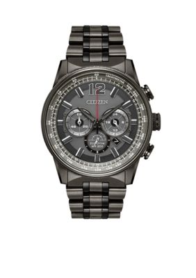 CITIZEN Men s Stainless Steel Eco Drive Nighthawk Granite IP Chronograph Watch belk