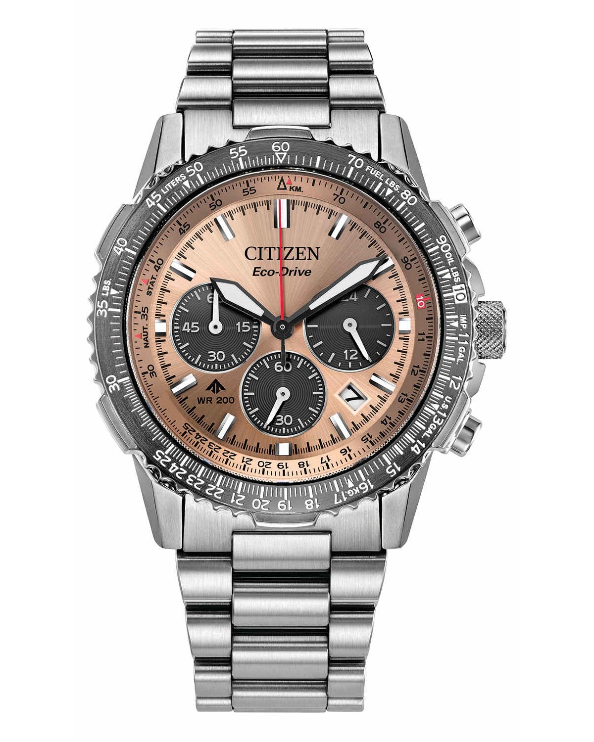 Citizen Mens Promaster Eco Navihawk Silver-Tone Bracelet Watch 40mm