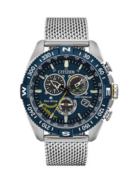 Citizen Men's Promaster Navihawk Silver Tone Stainless Steel Bracelet Watch