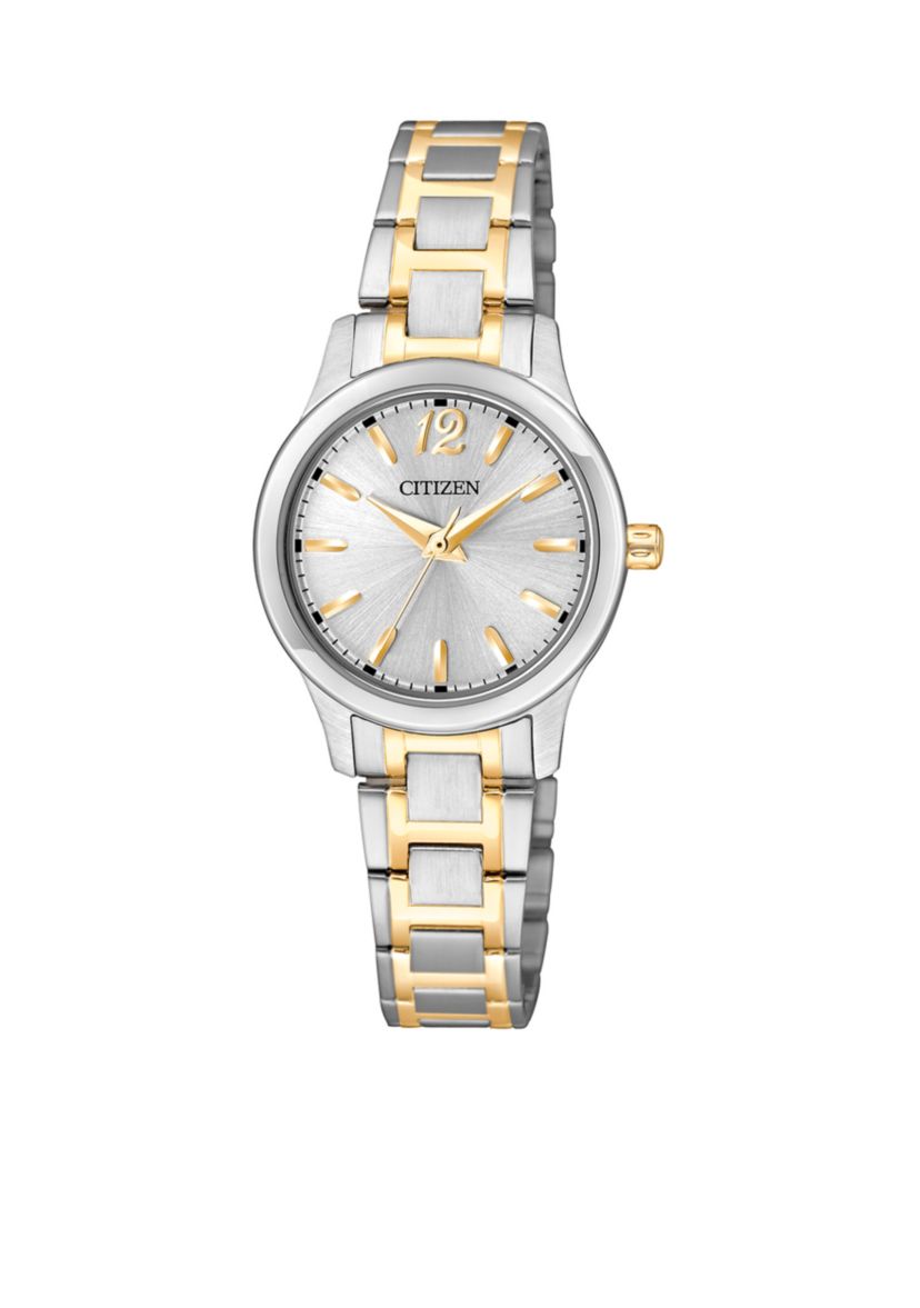 Womens Quartz Two Tone Stainless Steel Three Hand Basic Watch