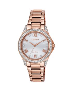 CITIZEN Women's Pink Gold-Tone Stainless Steel Swarovski Watch, Gold -  0013205108327