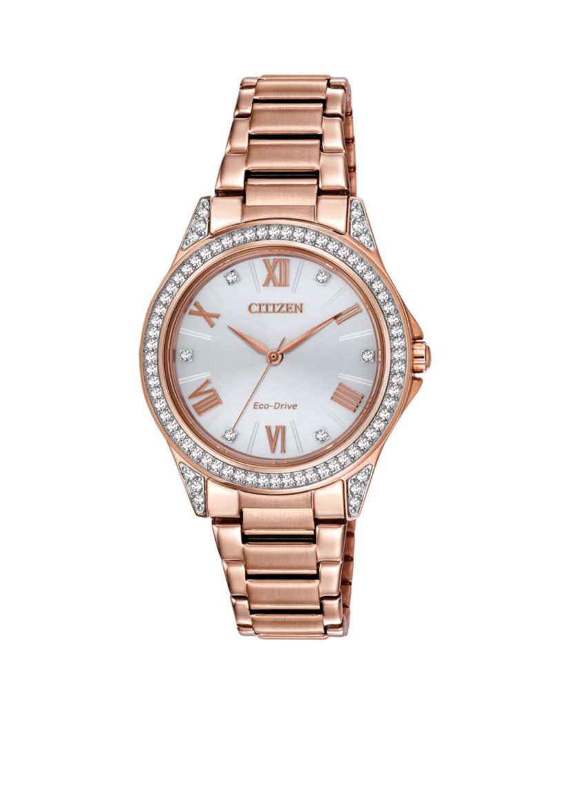 Womens Pink Gold-Tone Stainless Steel Swarovski Watch