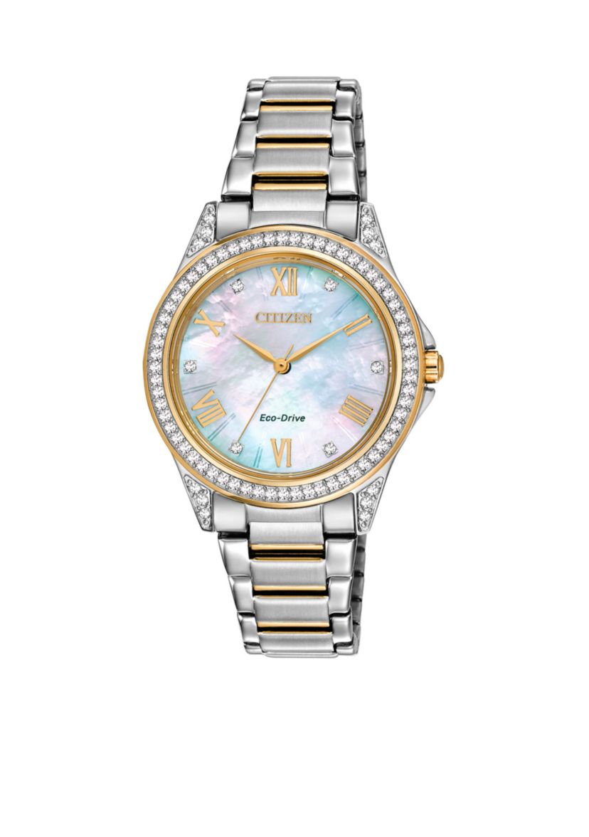 Womens Two Tone Stainless Steel Swarovski Watch