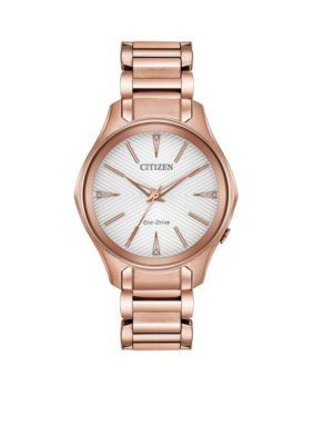 Citizen Women's Pink Gold-Tone Eco-Drive Stainless Steel Bracelet Watch