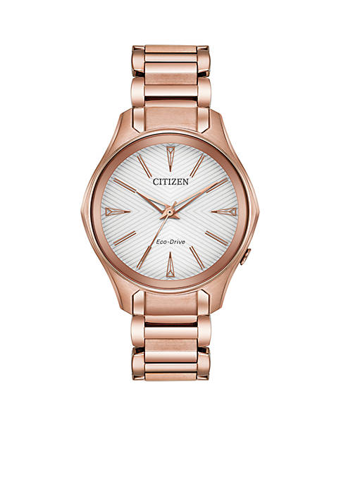 Citizen Womens Pink Gold-Tone Eco-Drive Stainless Steel Bracelet