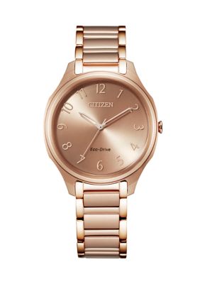 Drive From Citizen Eco-Drive Women's Rose Gold-Tone Stainless Steel Bracelet Watch -  0013205145674