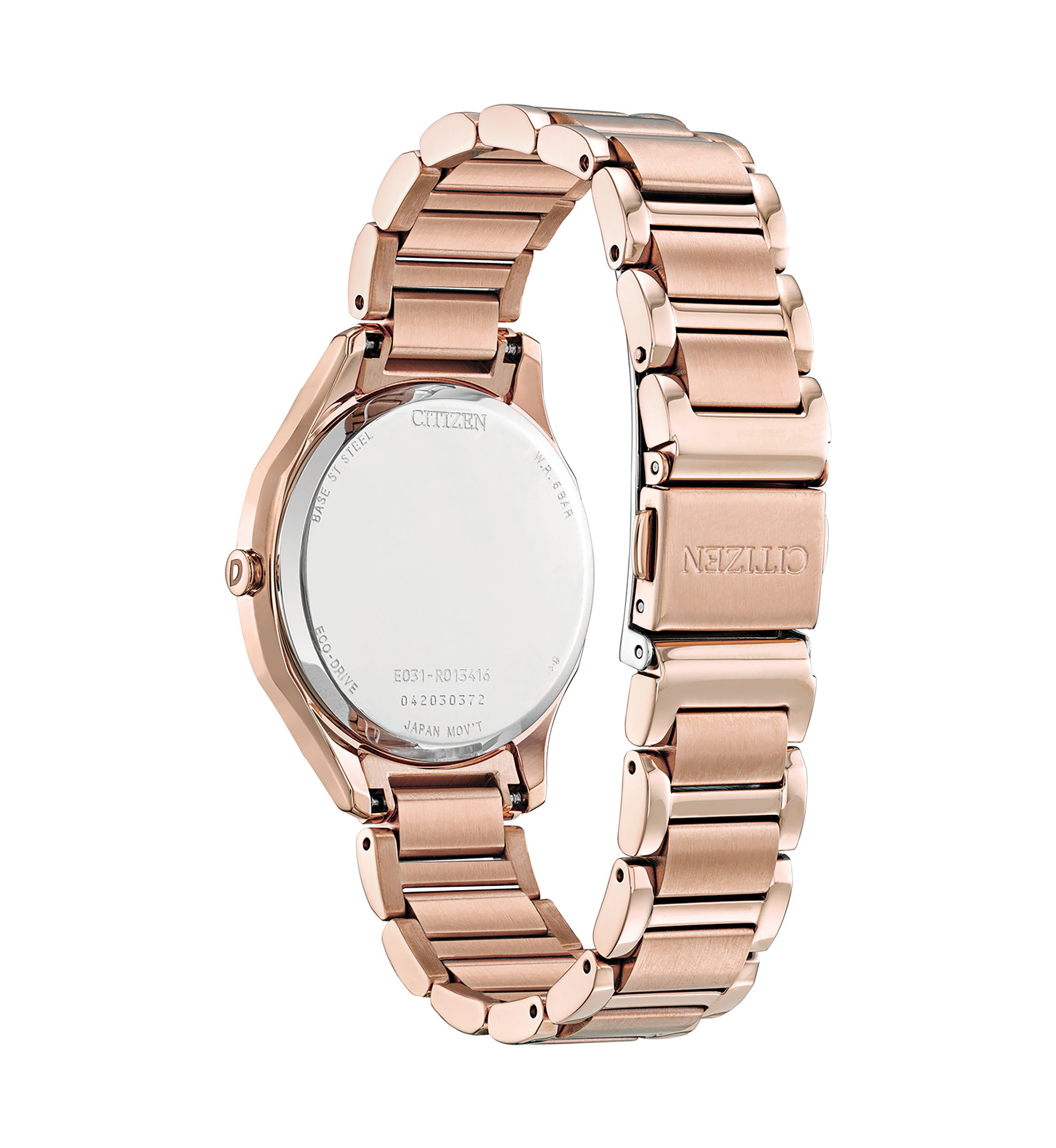 Drive from Citizen Eco-Drive Womens Rose Gold-Tone Stainless Steel Bracelet Watch