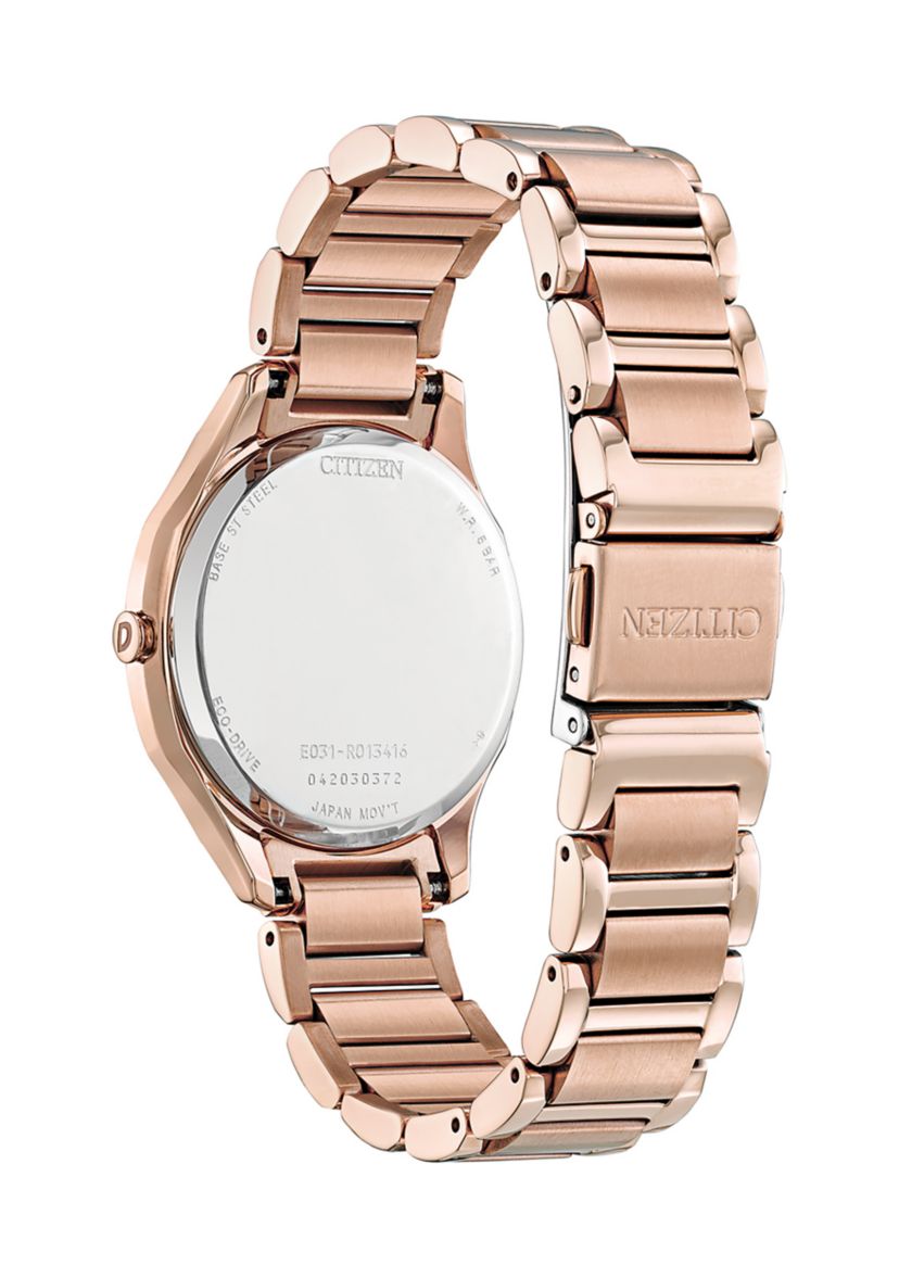 Drive from Citizen Eco-Drive Womens Rose Gold-Tone Stainless Steel Bracelet Watch