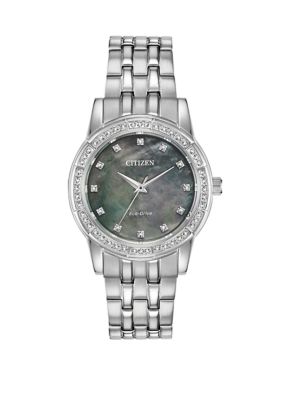 Citizen Women's Silver Tone Stainless Steel Crystal Silhouette Watch