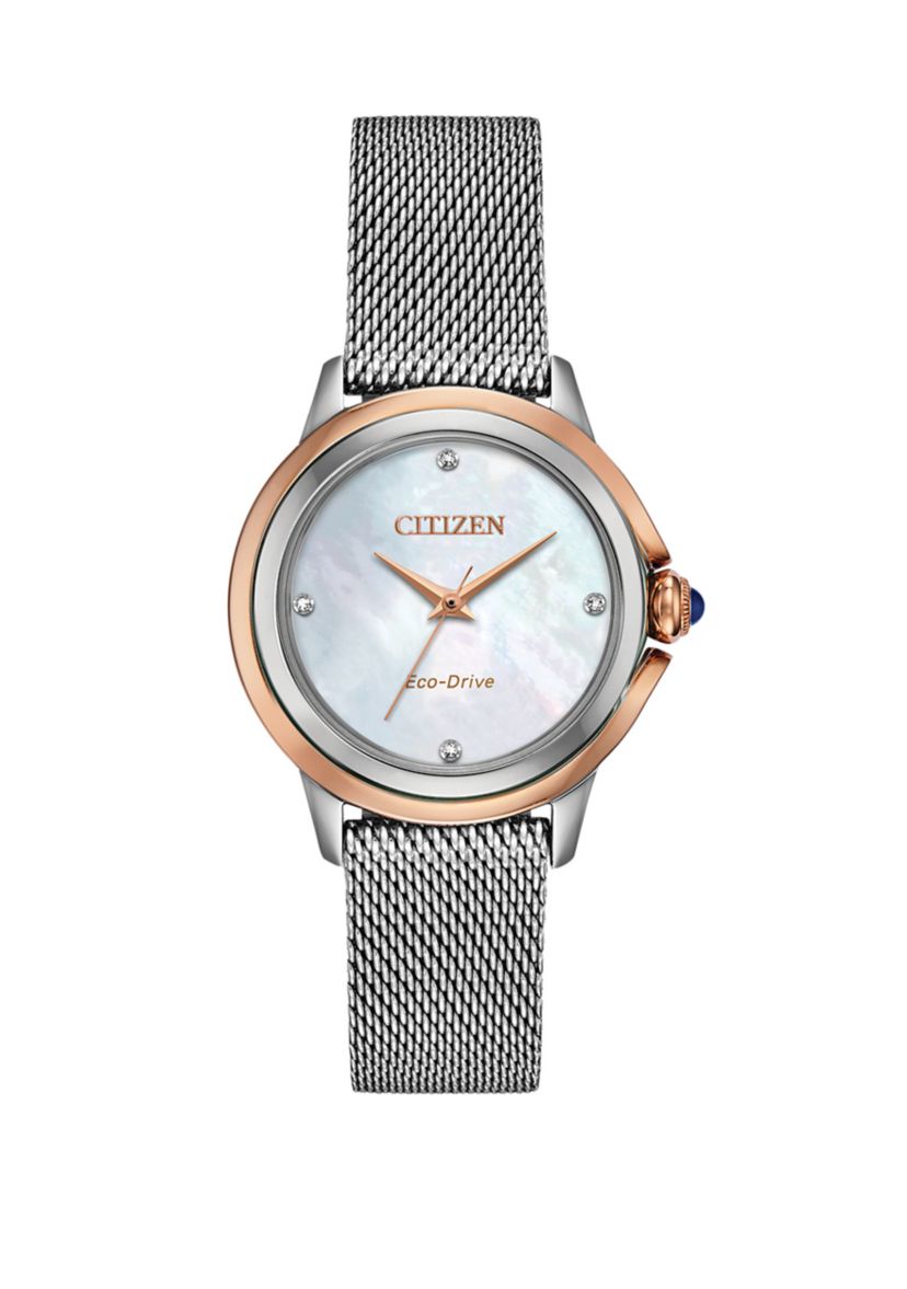 Womens Citizen Ceci Silver-Tone Stainless Steel Bracelet Watch