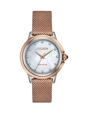 Women's Citizen Ceci Pink Gold-Tone Stainless Steel Bracelet Watch