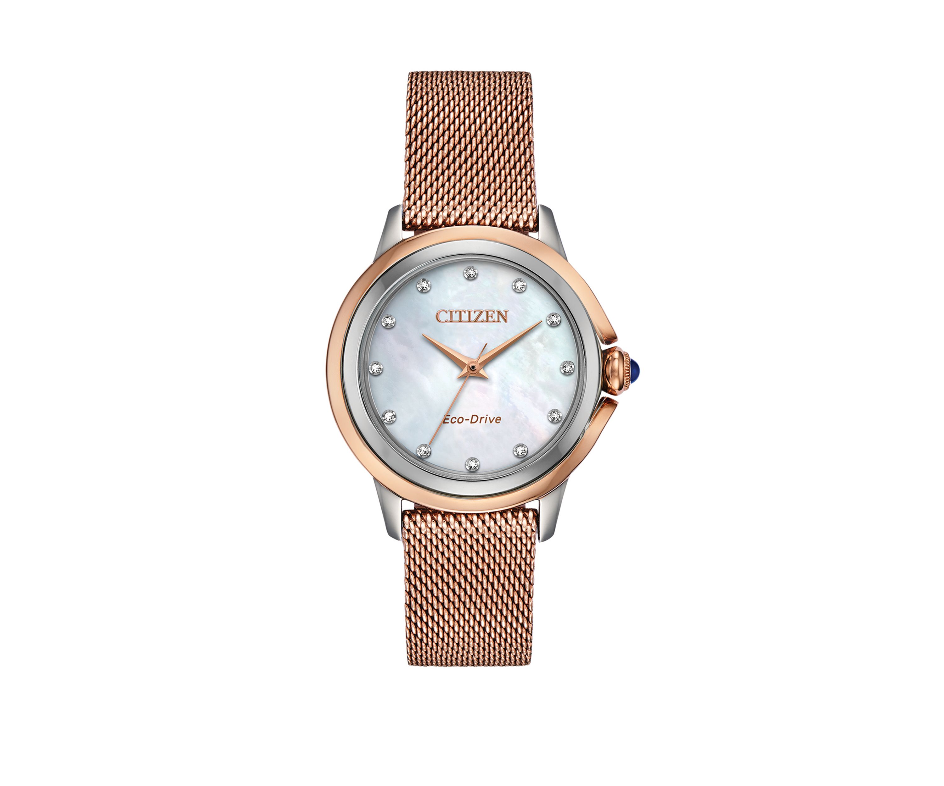 Womens Citizen Ceci Pink Gold-Tone Stainless Steel Bracelet Watch