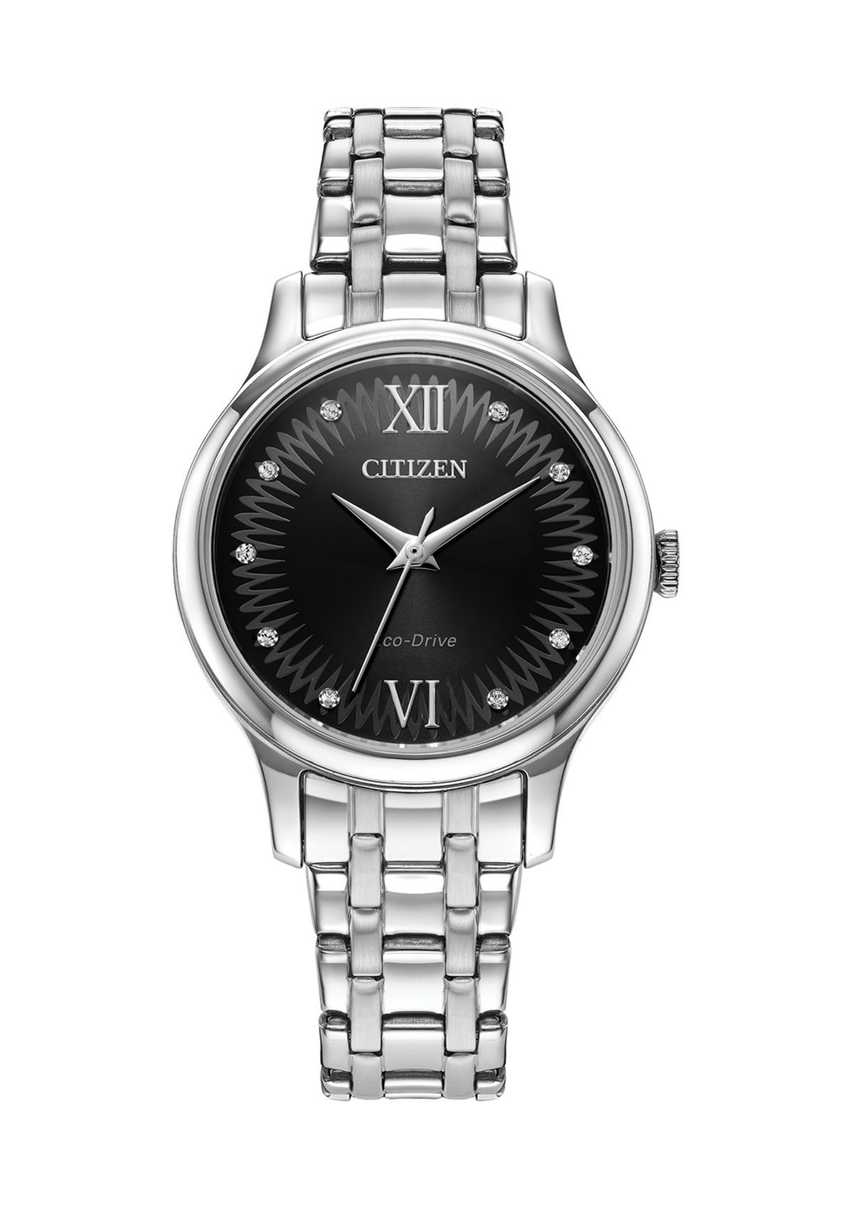 Classic Stainless Steel Black Face Watch