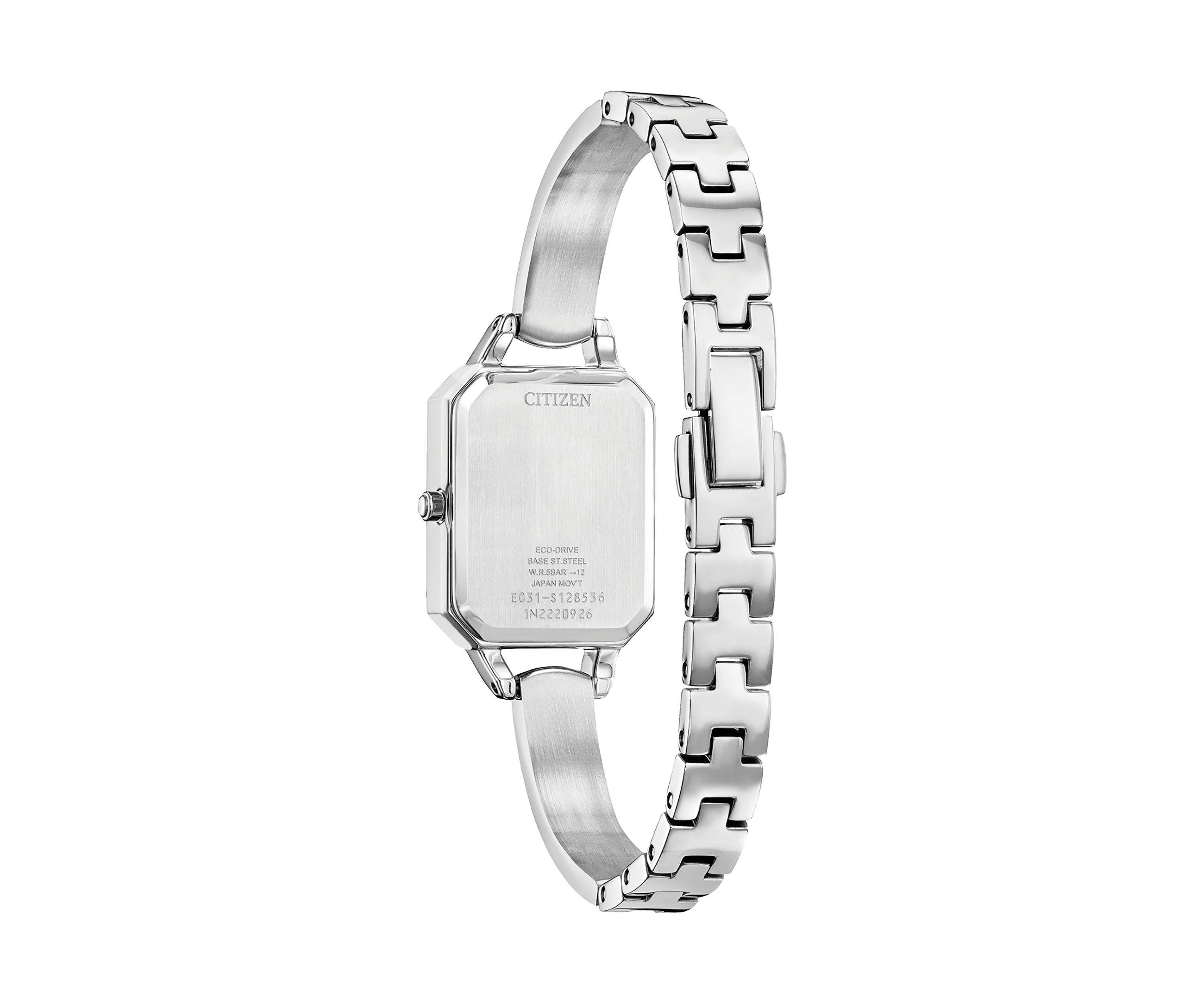 Eco-Drive Womens Silhouette Crystal Silver Tone Stainless Steel Bangle Watch