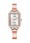 Eco-Drive Womens Silhouette Crystal Rose Gold Tone Stainless Steel Bangle Watch