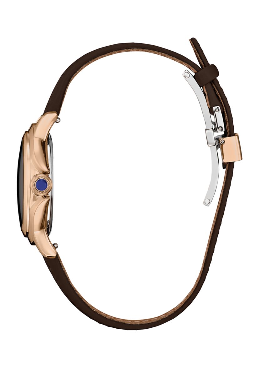 Womens Classic Ceci Rose Gold Tone 32 Millimeter Watch with Brown Leather Strap