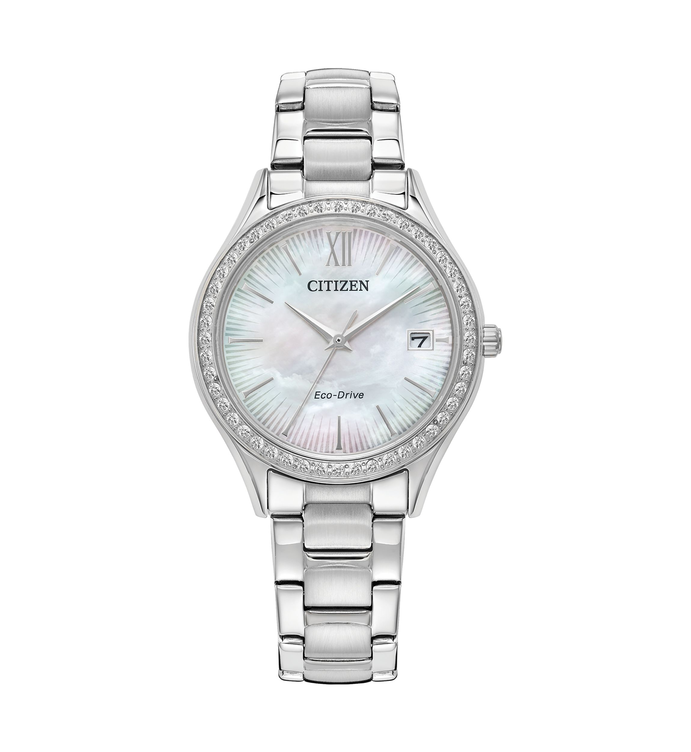 Womens Classic Crystal Silver Tone Bracelet Watch