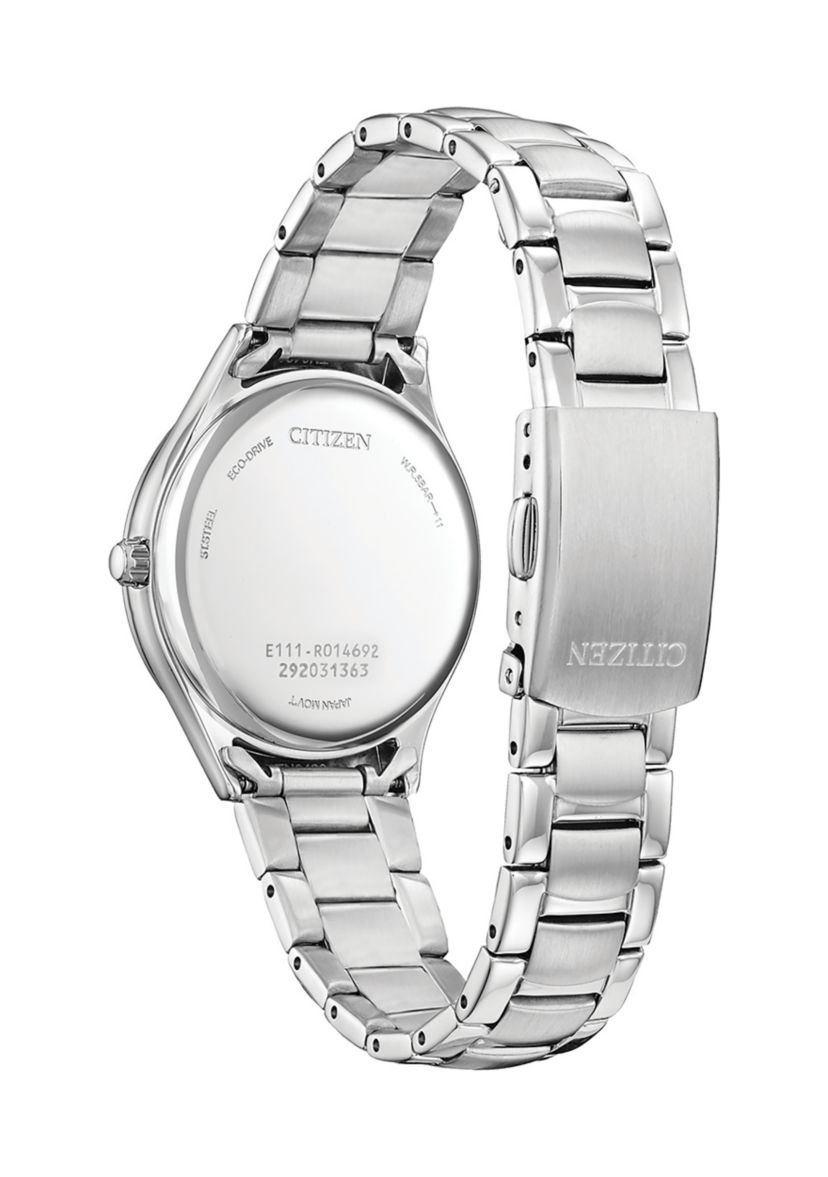 Womens Classic Crystal Silver Tone Bracelet Watch