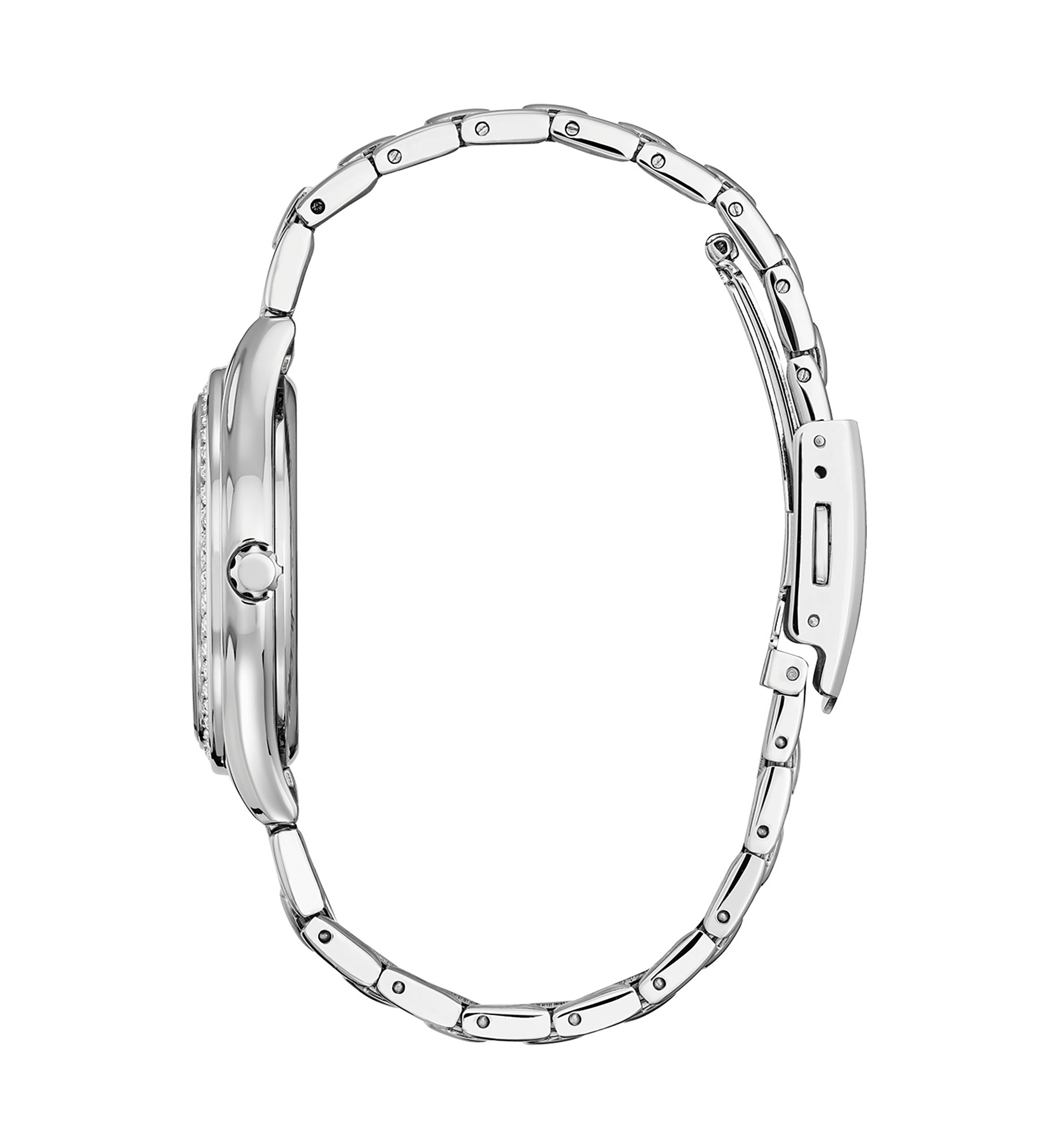 Womens Classic Crystal Silver Tone Bracelet Watch