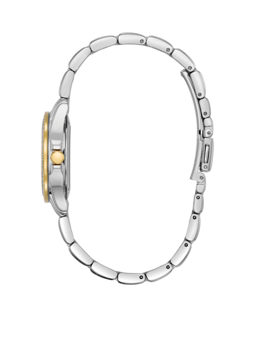 Womens Eco-Drive Two Tone Stainless Steel Swarovski Watch