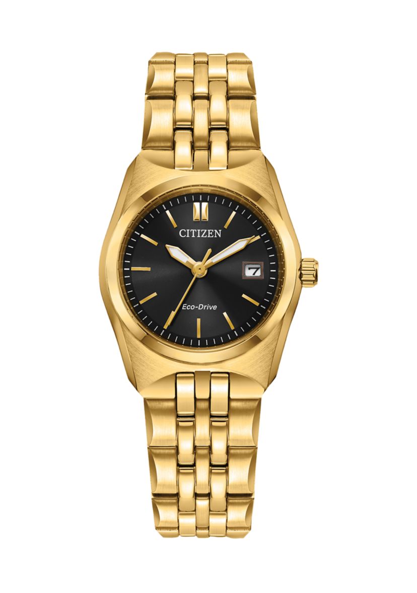 Citizen Womens Classic Eco Corso Gold-Tone Stainless Steel Bracelet Watch 27mm