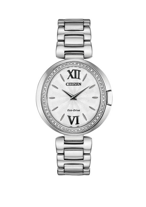 Womens Capella Silver-Tone Stainless Steel Bracelet Watch