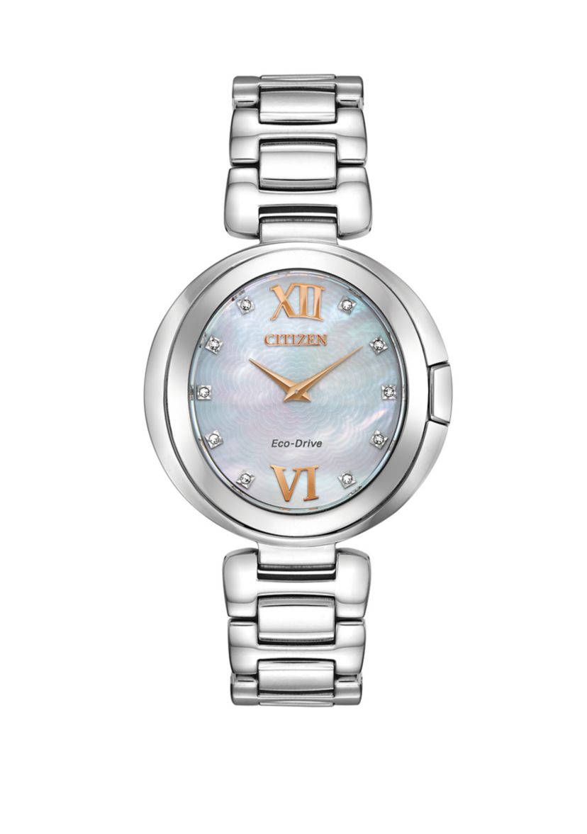 Womens Capella Silver-Tone Stainless Steel Bracelet Watch