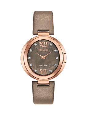 CITIZEN Women's Capella Brown Leather Strap Watch