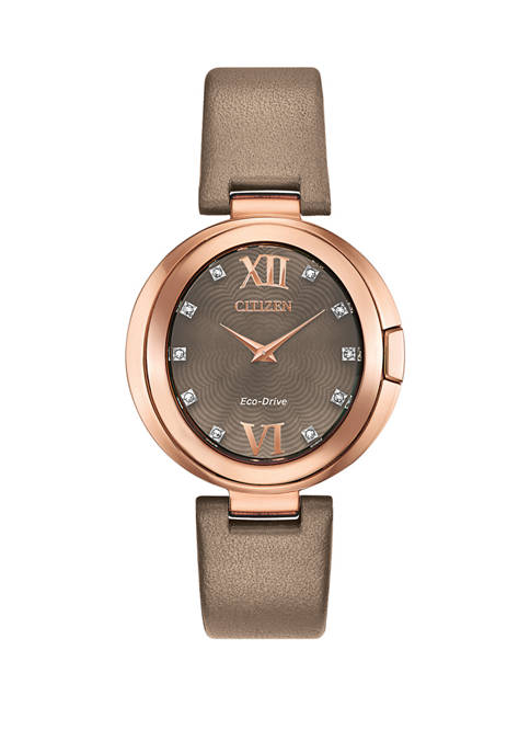 Womens Capella Brown Leather Strap Watch