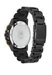  Mens Eco-Drive Chronograph Nighthawk Chandler Black Stainless Steel Bracelet Watch 