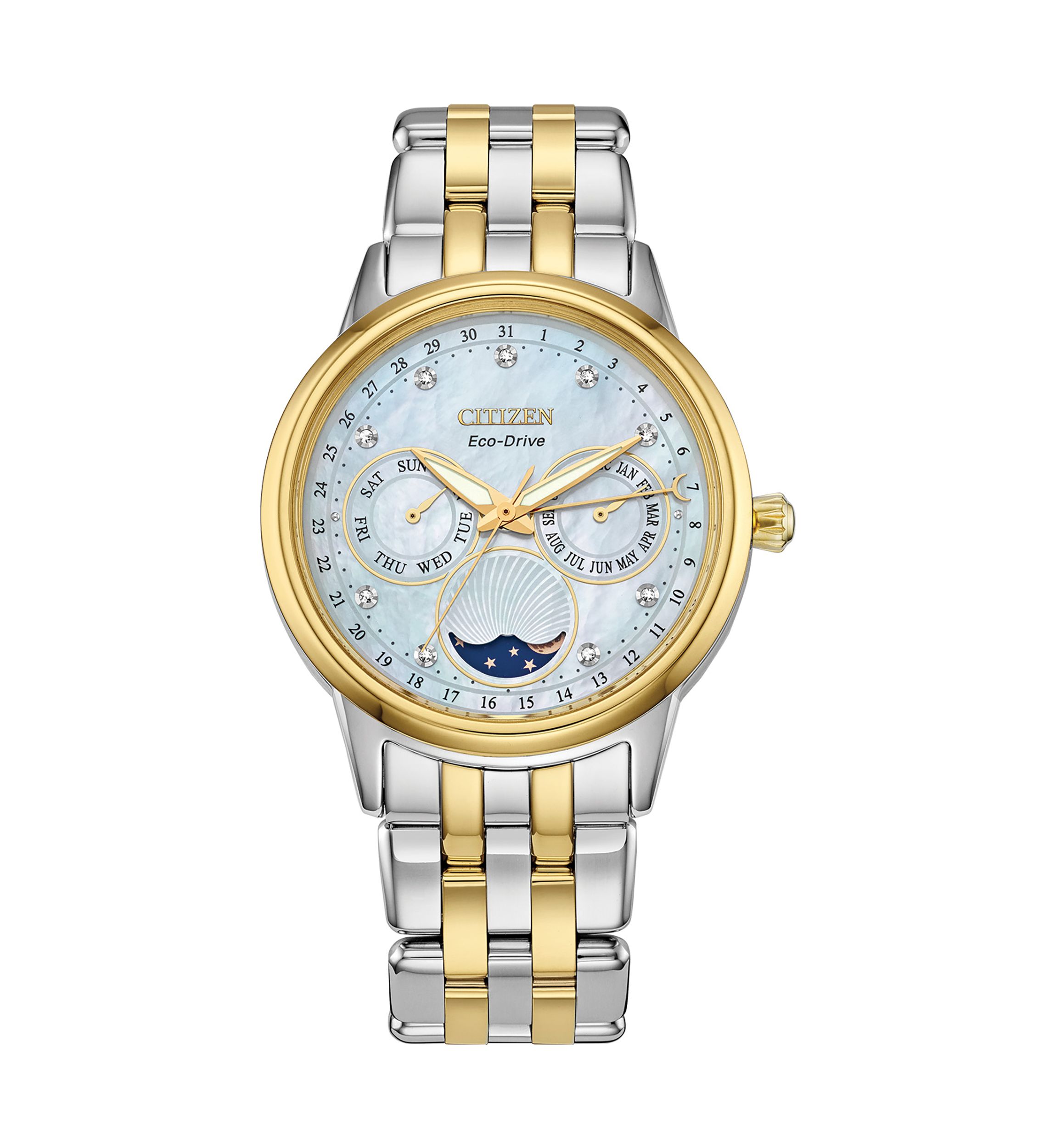 37 Millimeter Calendrier Two Tone Stainless Steel Bracelet Watch 