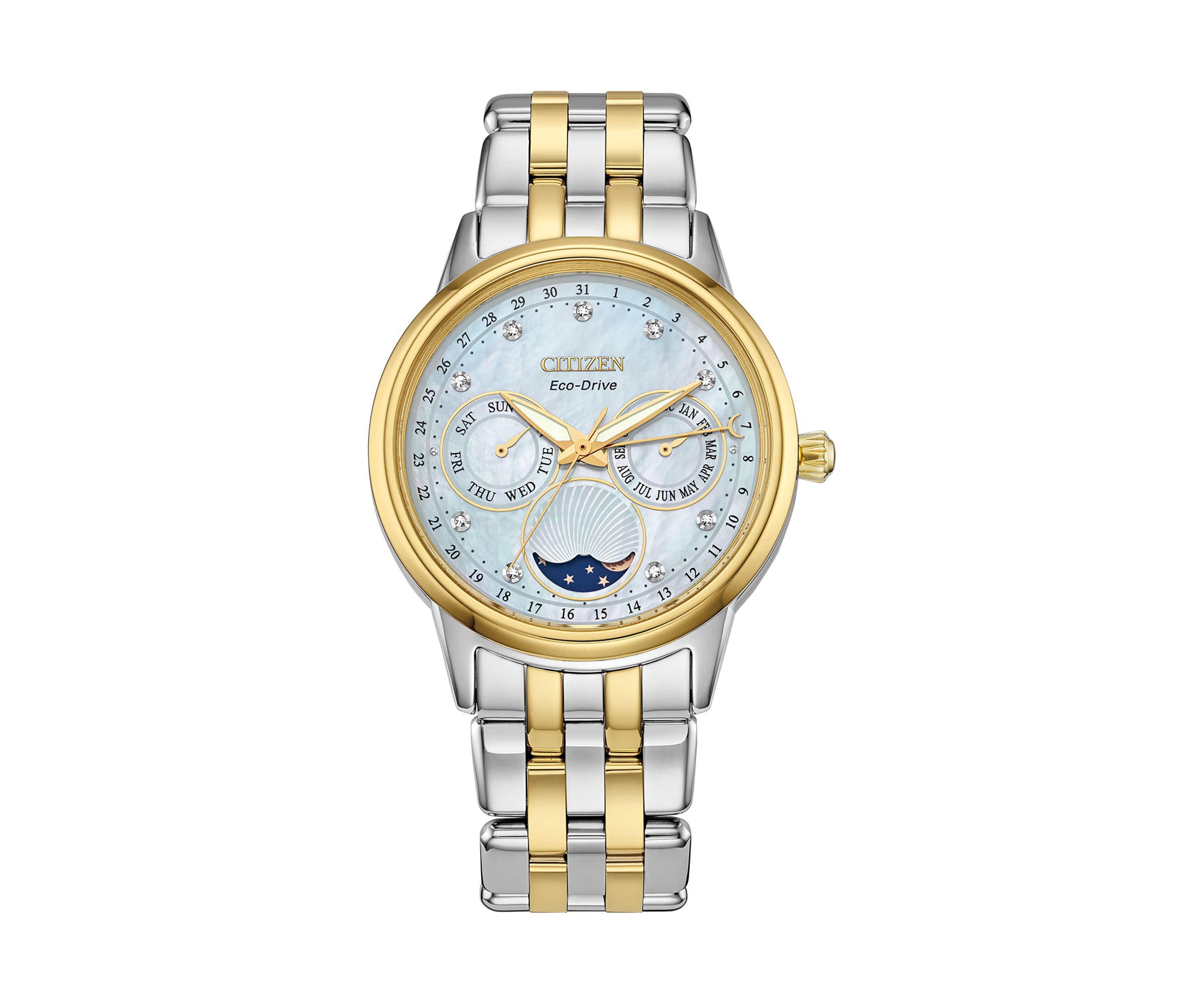 37 Millimeter Calendrier Two Tone Stainless Steel Bracelet Watch 