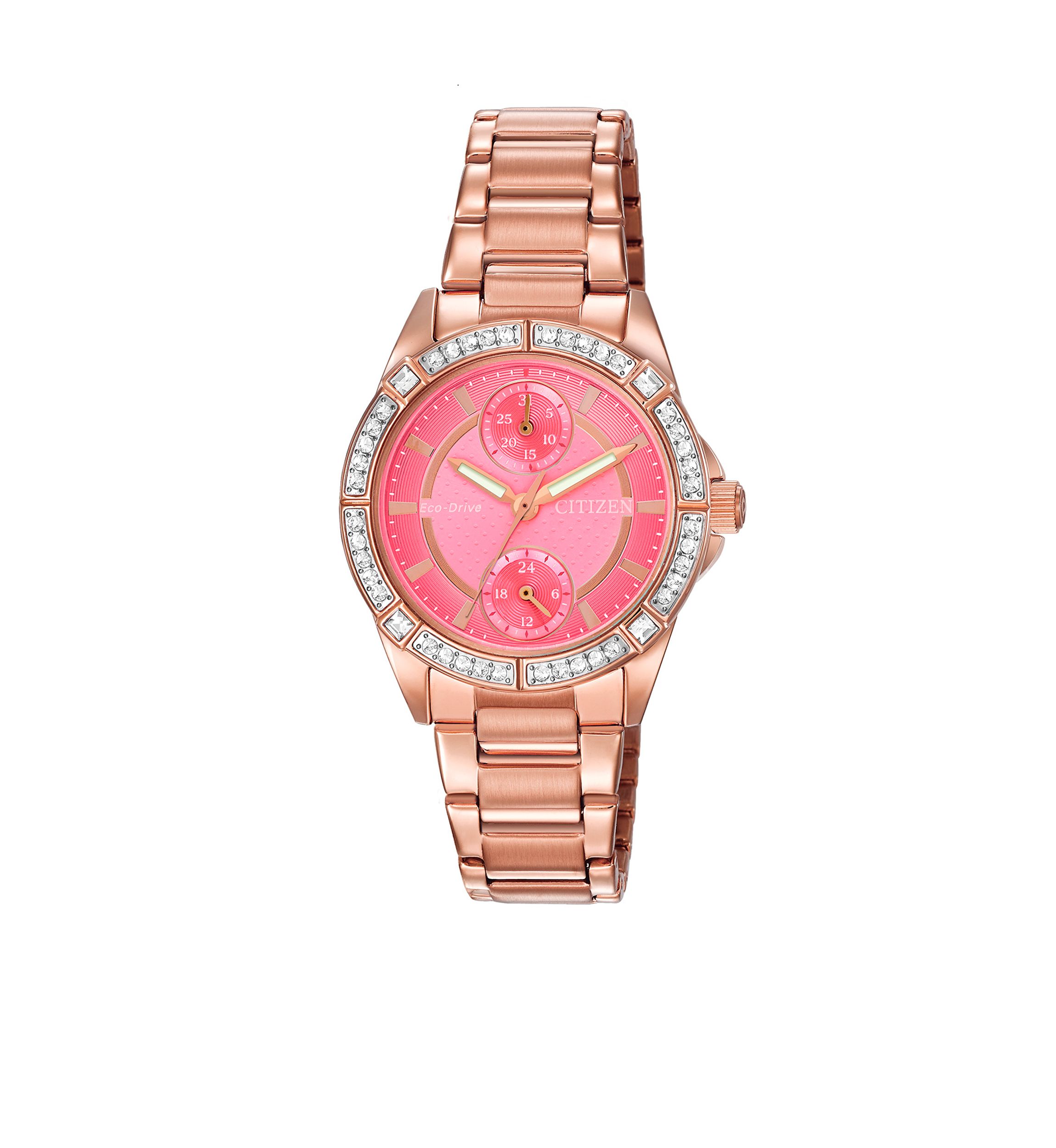 Pink Gold-Tone Stainless Steel Coral Dial Watch