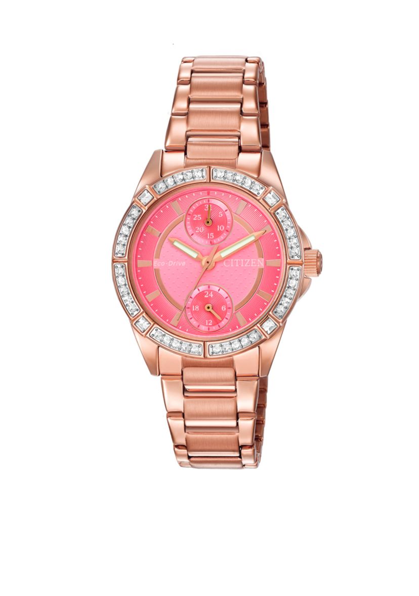Pink Gold-Tone Stainless Steel Coral Dial Watch