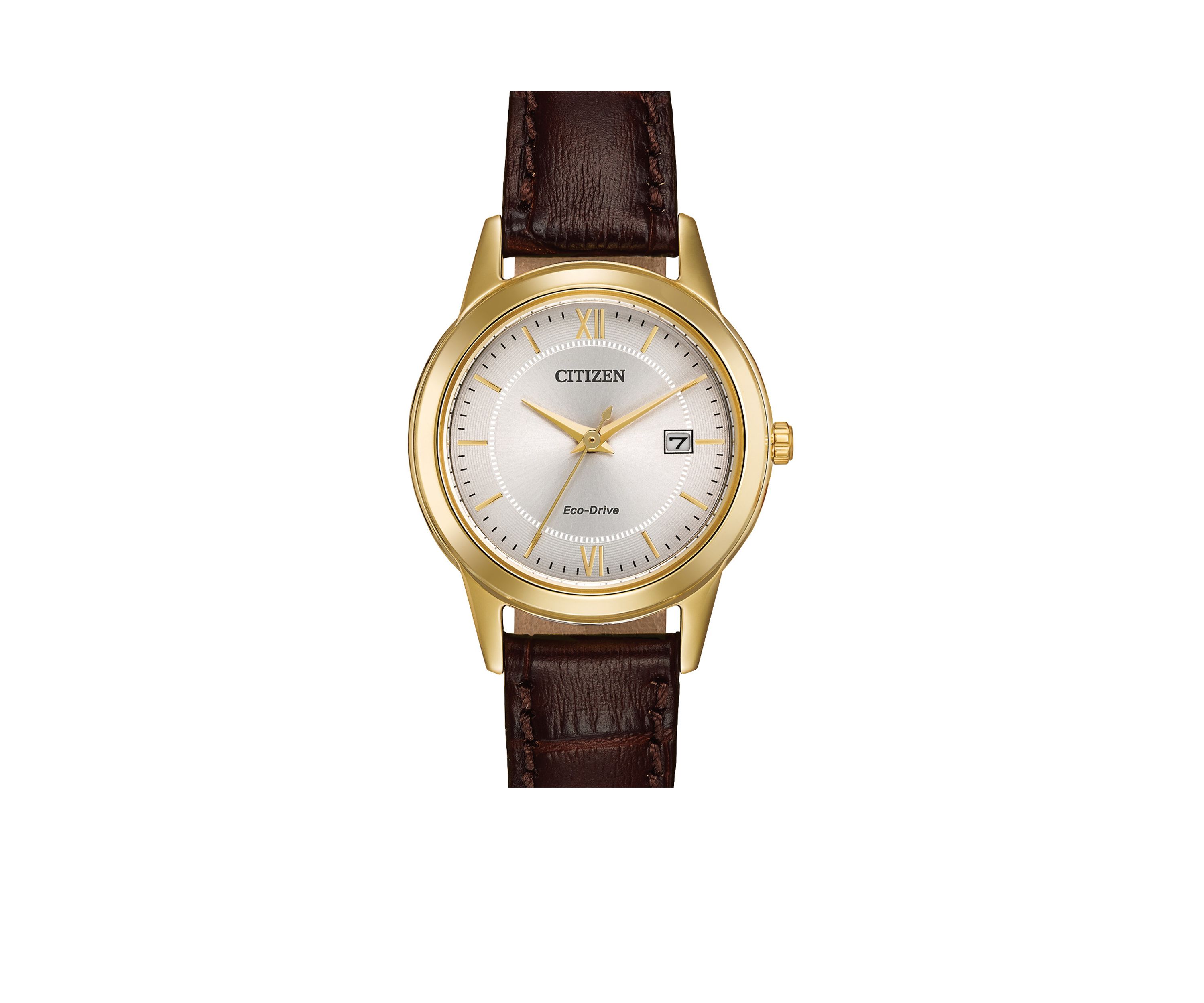 Eco-Drive Womens Brown Leather Strap Watch