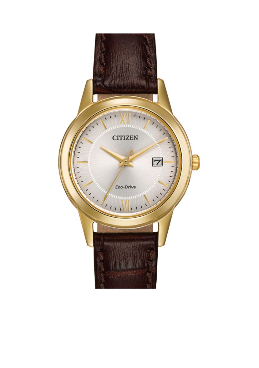 Eco-Drive Womens Brown Leather Strap Watch