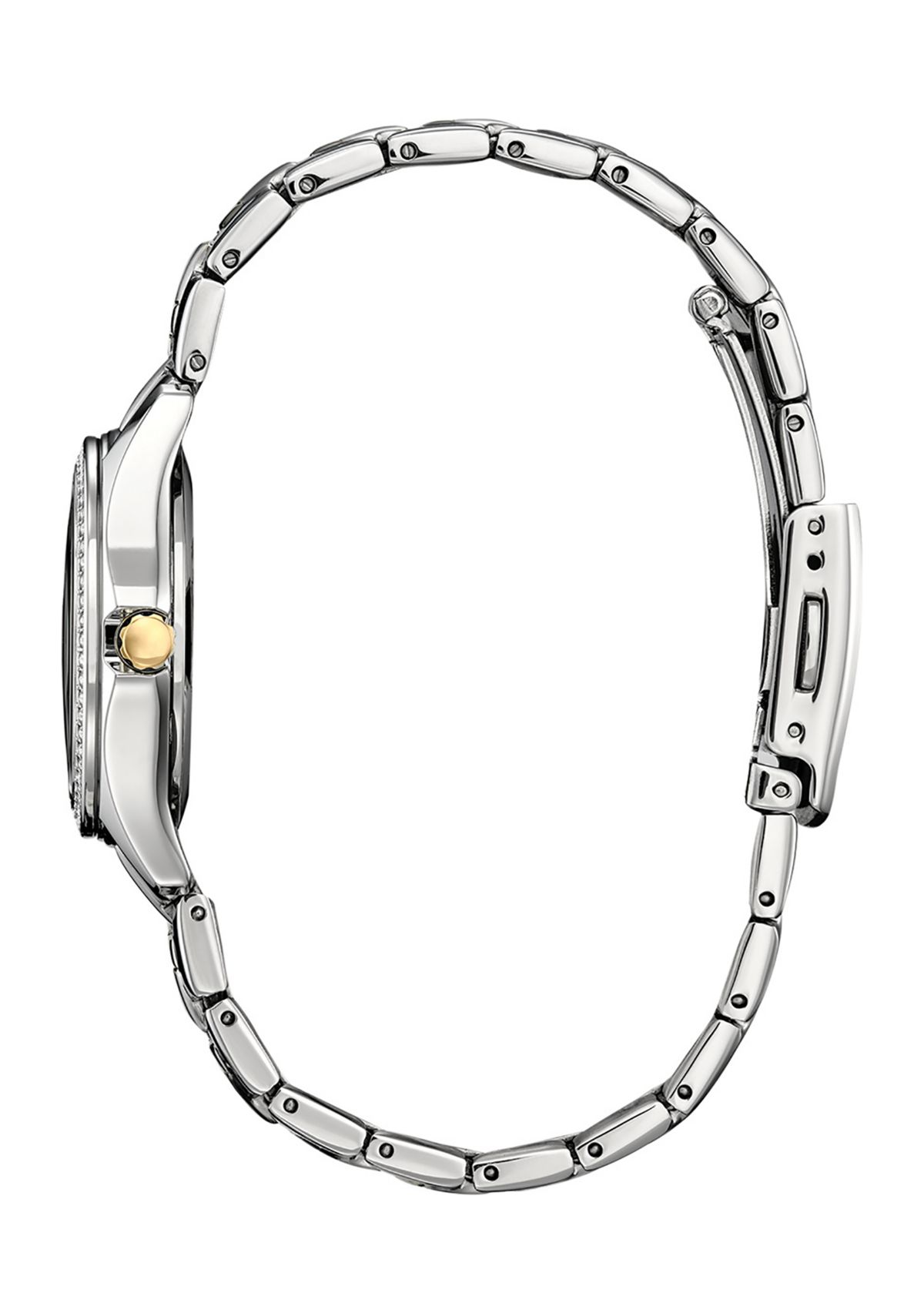 Womens Crystal Two Tone Stainless Steel Bracelet Watch 