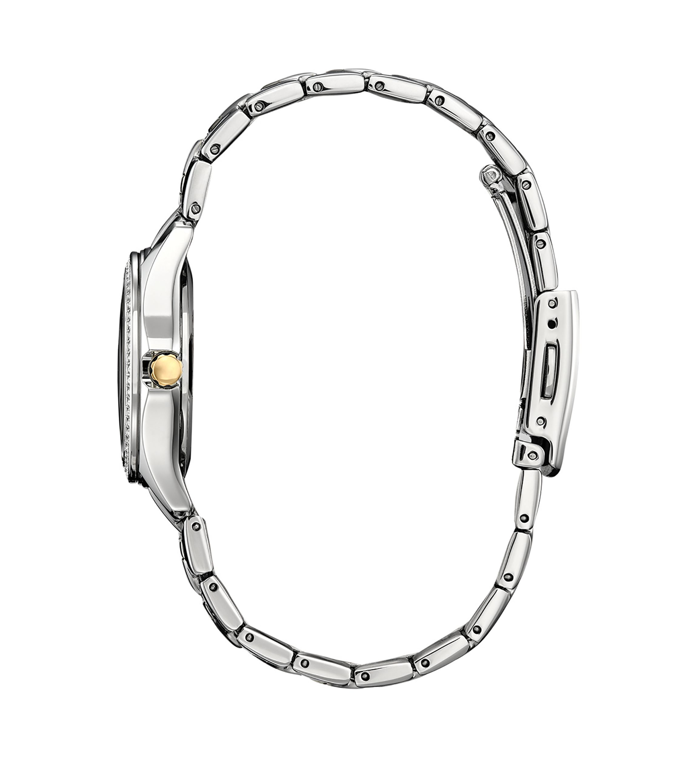 Womens Crystal Two Tone Stainless Steel Bracelet Watch 
