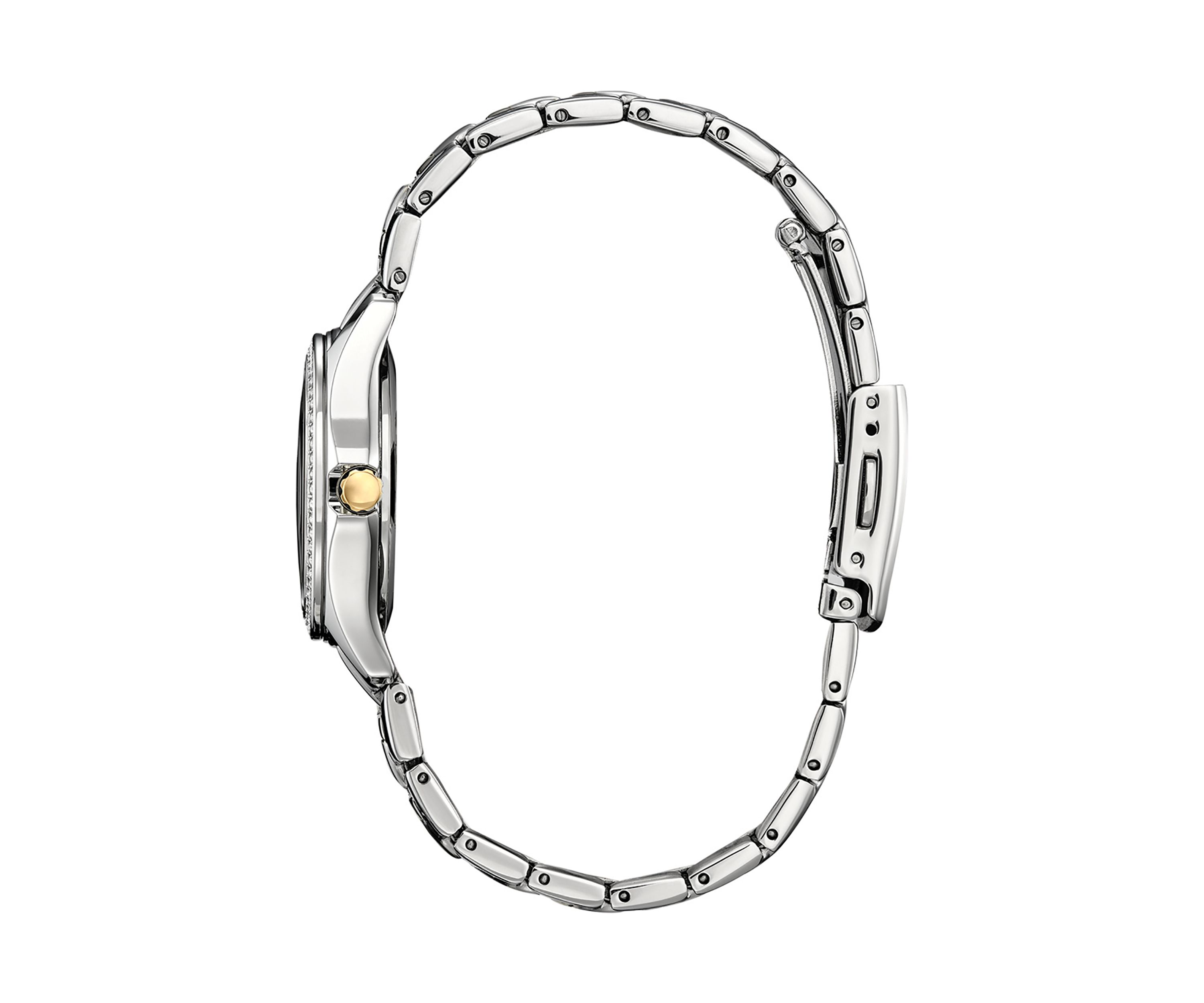 Womens Crystal Two Tone Stainless Steel Bracelet Watch 