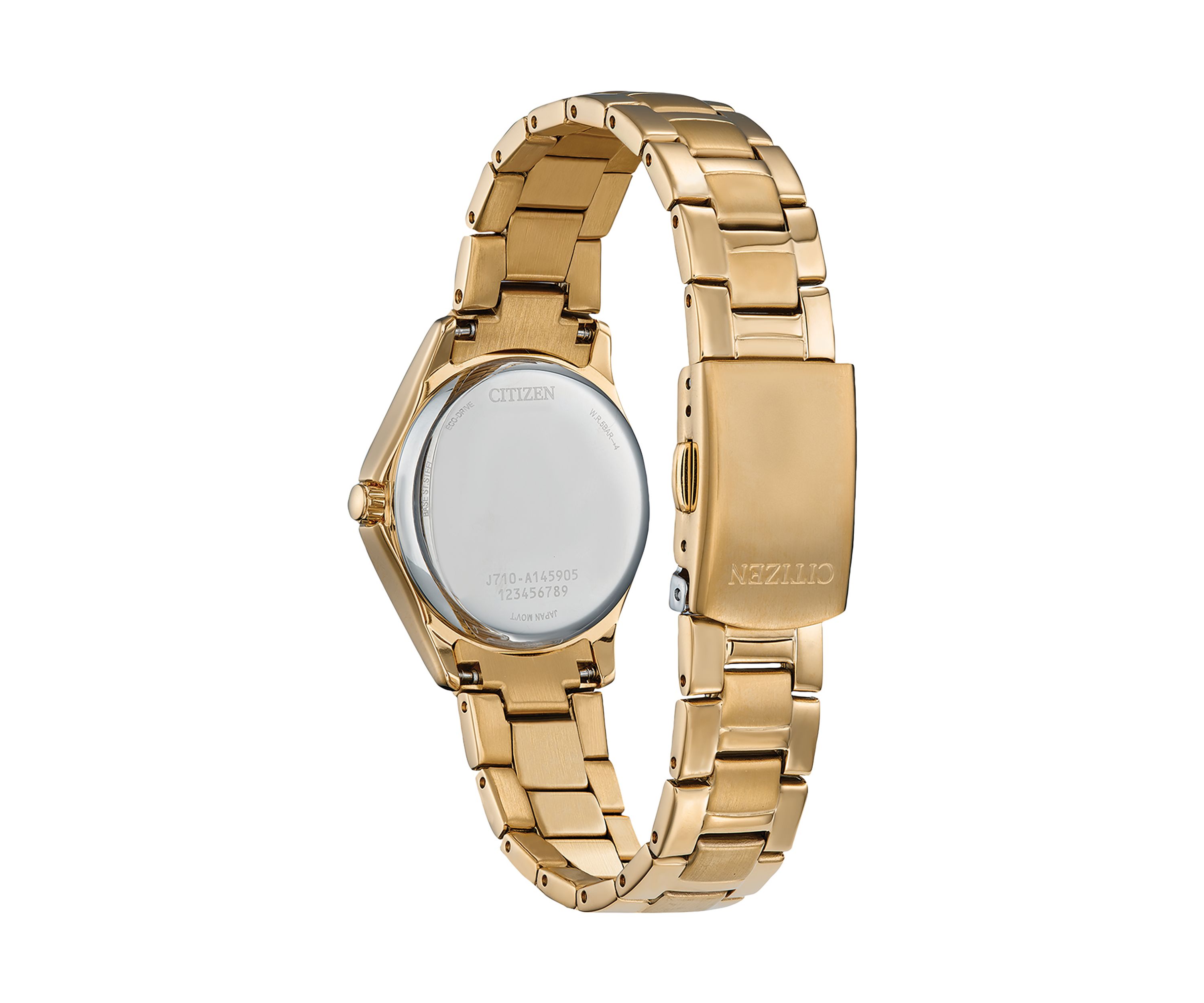Womens Crystal Gold Tone Stainless Steel Bracelet Watch 