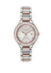 Womens Eco Drive Silhouette Crystal Two Tone Stainless Steel Bracelet Watch