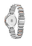 Womens Eco Drive Silhouette Crystal Two Tone Stainless Steel Bracelet Watch