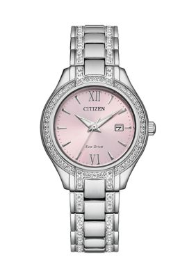 Citizen Women's Silhouette Crystal Silver Tone Stainless Steel Bracelet Watch