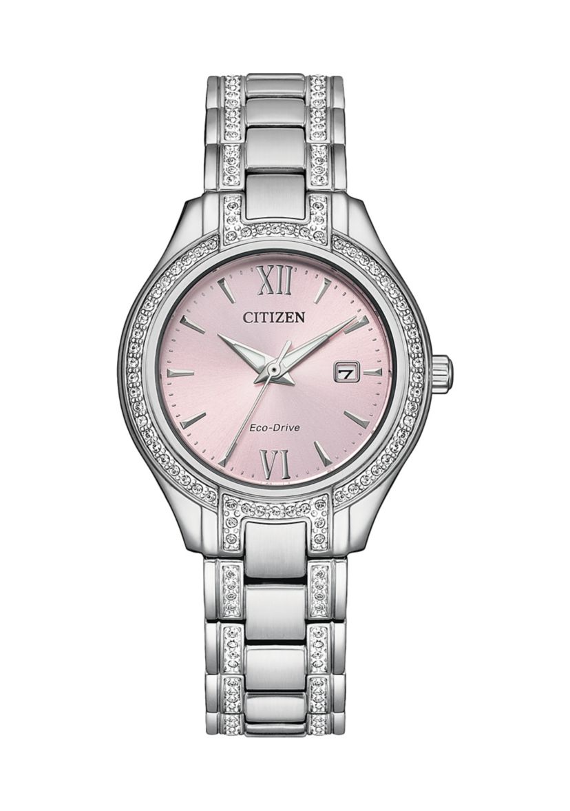 Citizen Womens Silhouette Crystal Silver Tone Stainless Steel Bracelet Watch
