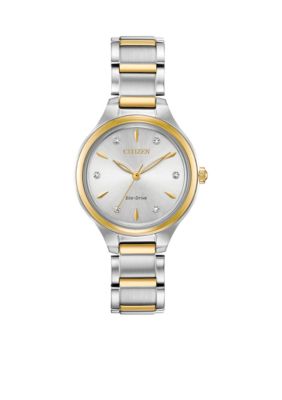 Citizen Two-Tone Stainless Steel Eco-Drive Corso Diamond-Accent Bracelet Watch