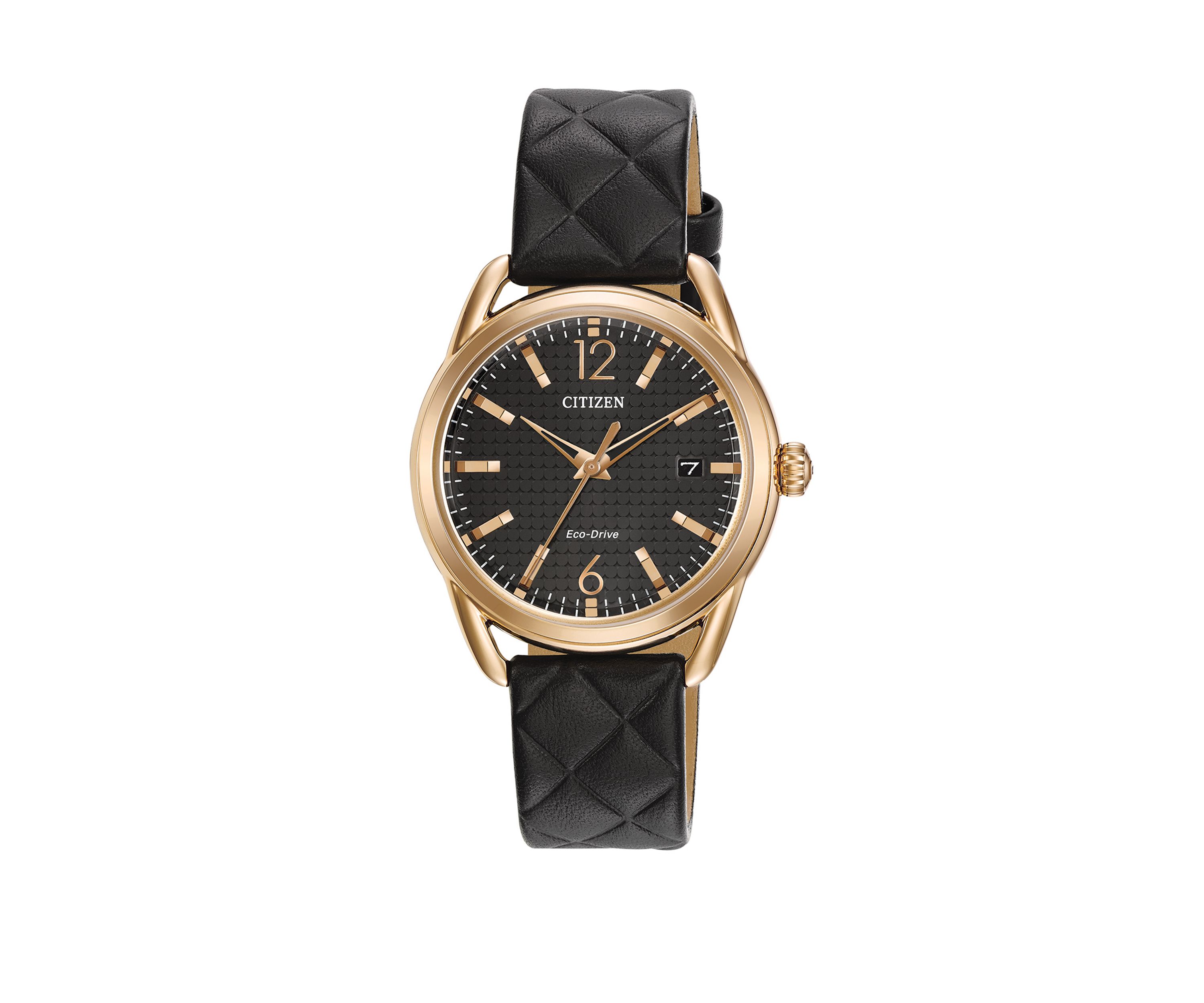 Drive Ladies Black Quilted Strap Watch
