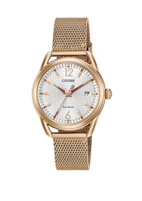 Citizen Drive Ladies Rose Gold Tone Mesh Bracelet Watch